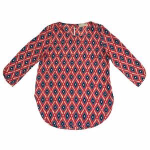 TILLY ANNE Pink Blue Snake Print Blouse Medium